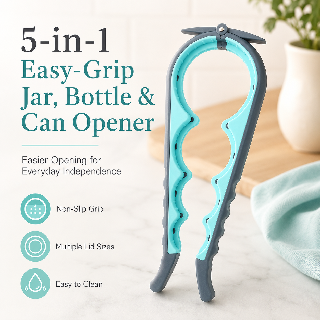 5-in-1 Easy-Grip Jar Opener Set for Weak Hands