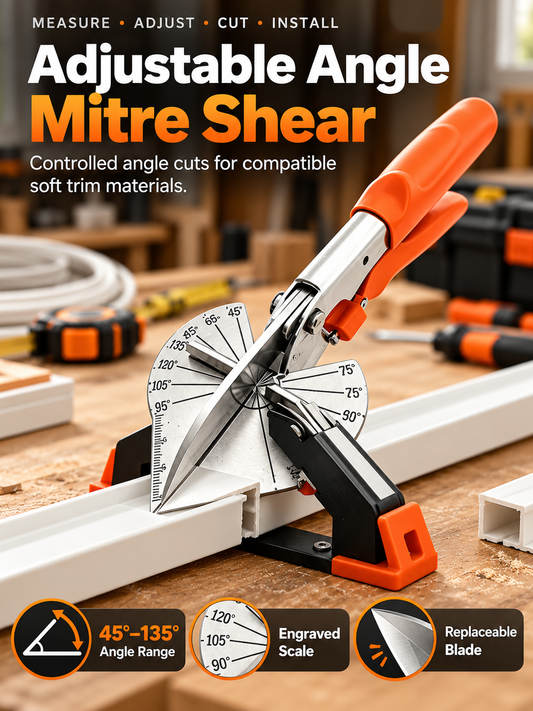 ⭐ ⛏️Multi Angle Miter Shear Cutter, Stainless steel material, 45°-135° Adjustable Angle Trim Scissors Hand Tool