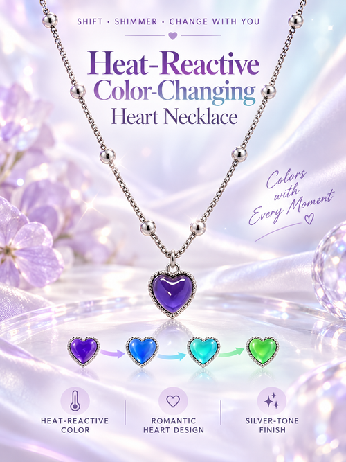 💜 Color-Changing Heart Jewelry – Mood Heart Necklace & Bracelet