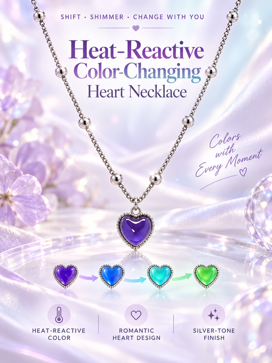 💜 Color-Changing Heart Jewelry – Mood Heart Necklace & Bracelet
