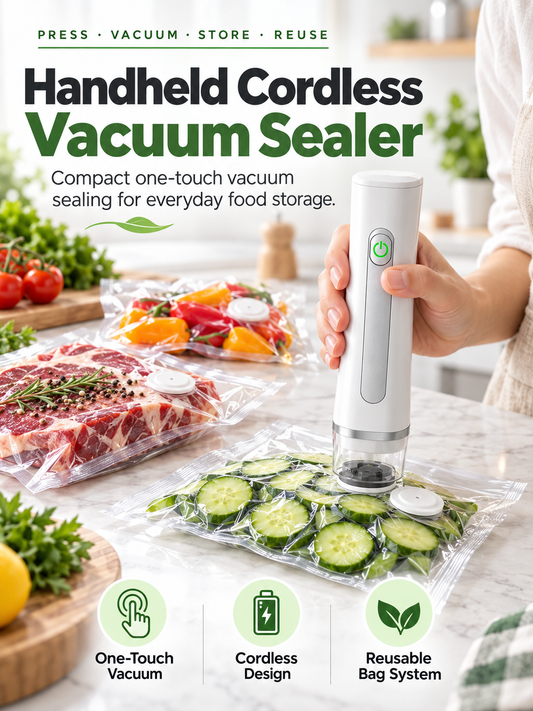 Cordless Vacuum Sealer & Reusable Vacuum Bags