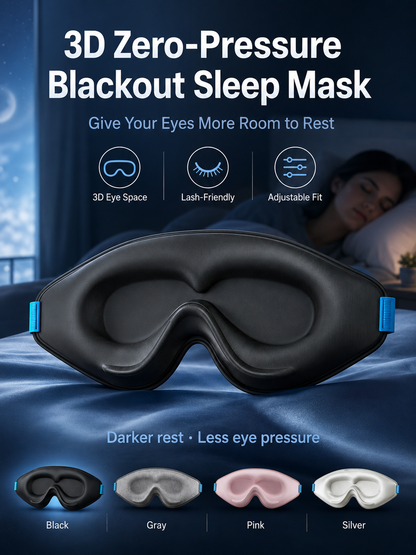 😴 3D Zero-Pressure Blackout Sleep Mask – Lash-Friendly Contoured Memory Foam Eye Mask
