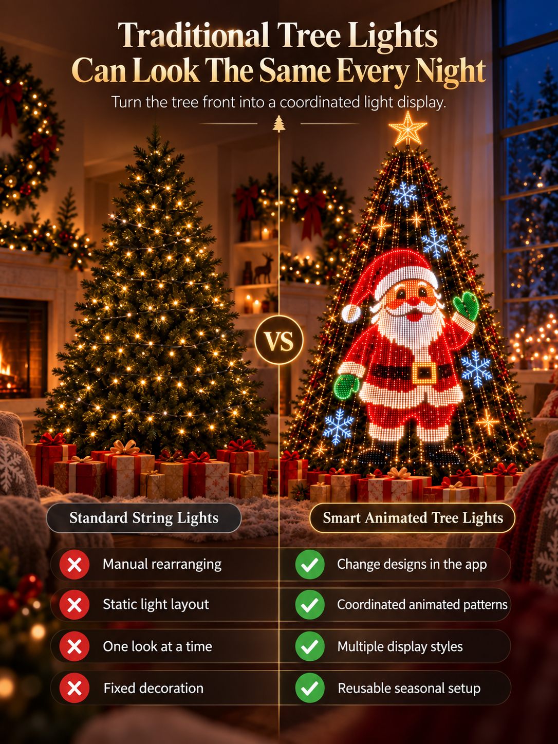 🎄 Smart Animated Christmas Tree Lights | App-Controlled LED Holiday Display ✨