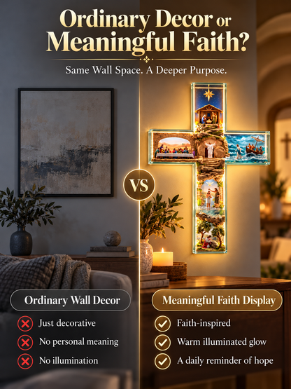 ✝️ Illuminated Jesus Cross Wall Decor – Lighted Christian Faith Art & Meaningful Religious Gift