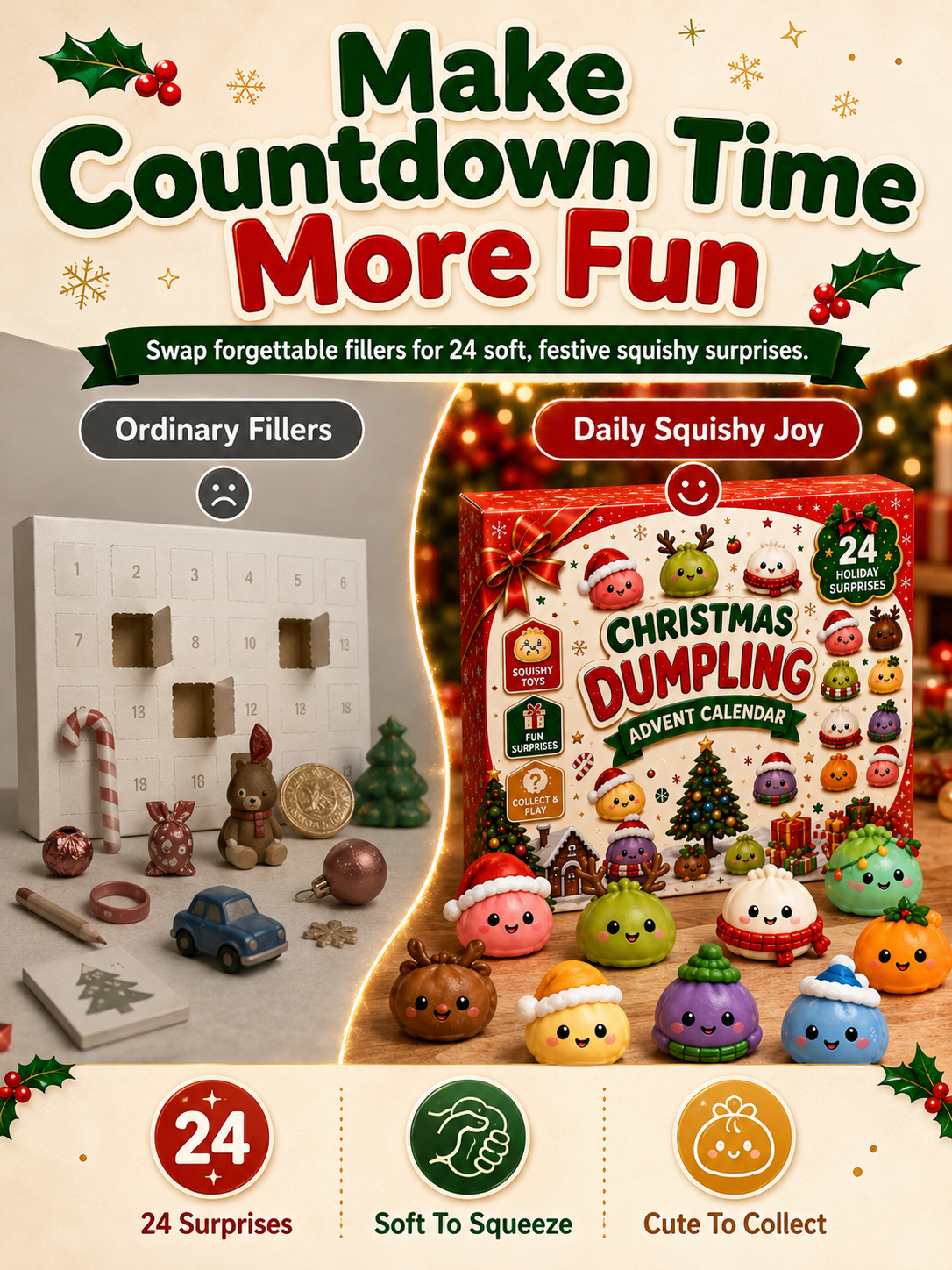🎁Mini Dumpling Squishy Advent Calendar