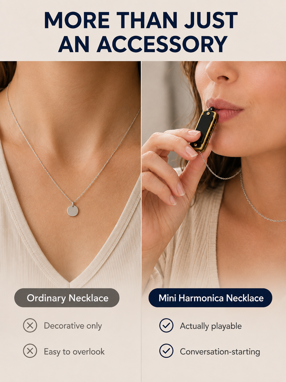 🎵Playable Mini Harmonica Necklace – Wearable Musical Pendant