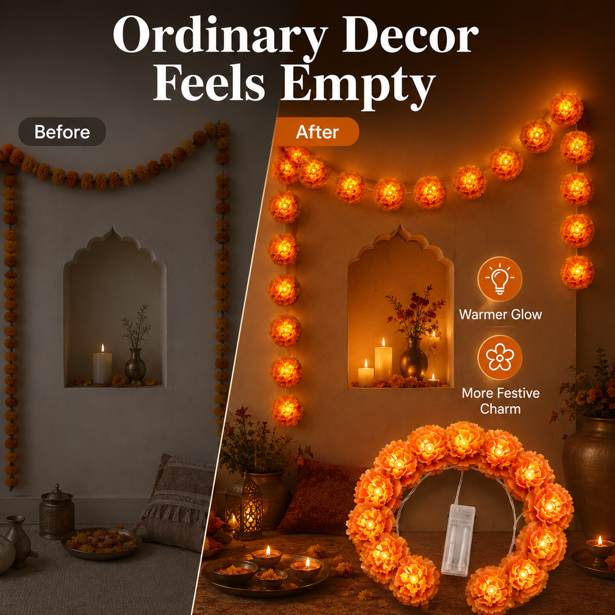 🎃Holiday Trend🌼 Marigold Flower String Lights