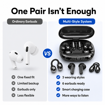 🔥 6-Earbud 3-in-1 Wireless Headphones & Emergency Phone Charger