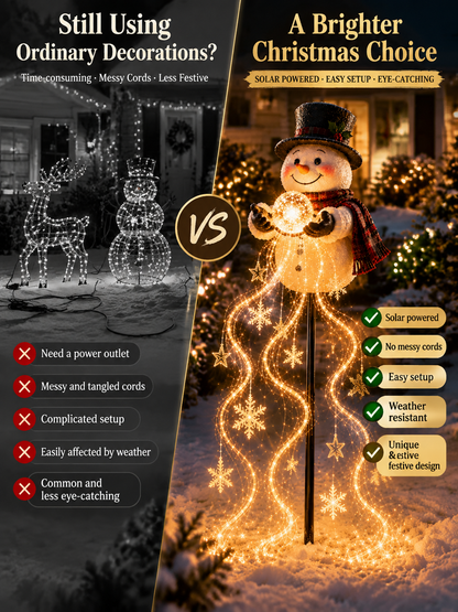 ⛄Snowman Magic Fountain Solar Christmas Garden Light