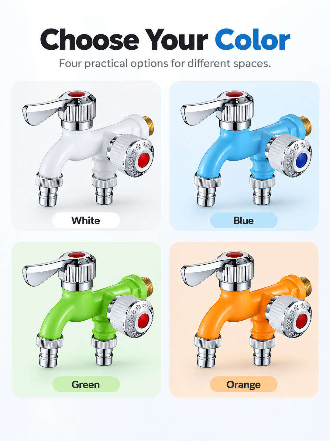 💧 Dual-Outlet Faucet – Two Independent Water Connections for Laundry, Garden & Everyday Cleaning