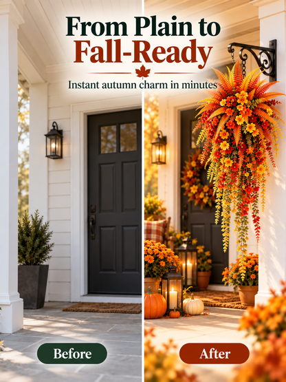 🍂 Cascading Autumn Floral Swag – Lush Fall Porch & Entryway Hanging Décor