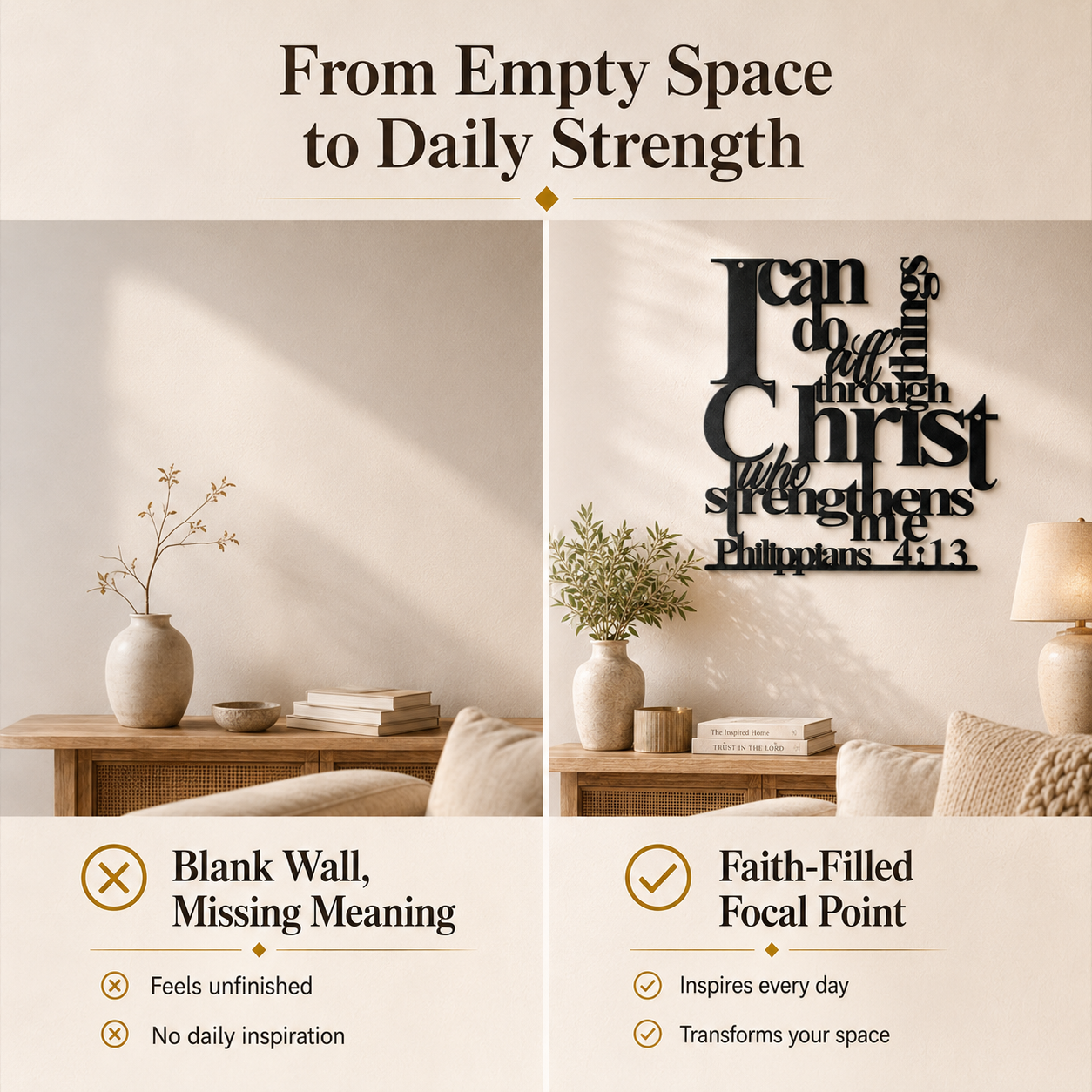 🔥Last Day 55% OFF | Philippians 4:13 Metal Christian Wall Decor – Strength Through Christ