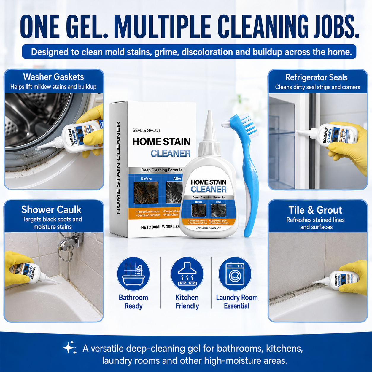 Say Goodbye to Stubborn Mold! Miracle Mold Remover Gel + Scrub Brush