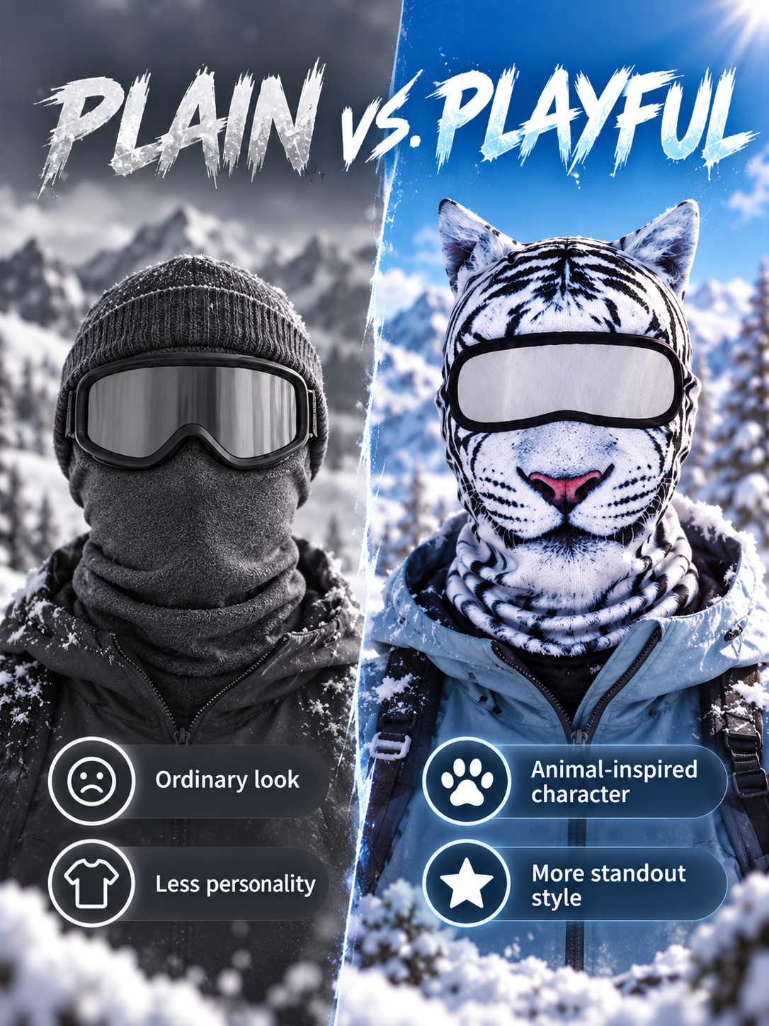🐾❄️  3D Cat Print Balaclava – Funny Full-Face Outdoor Hood Mask