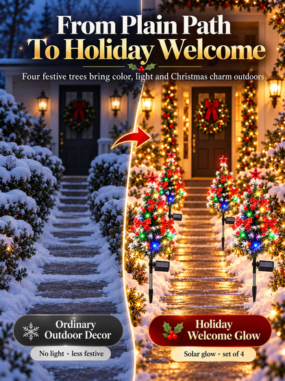 🎄 Solar Christmas Tree Lights – 4-Pack DIY Outdoor Holiday Decor