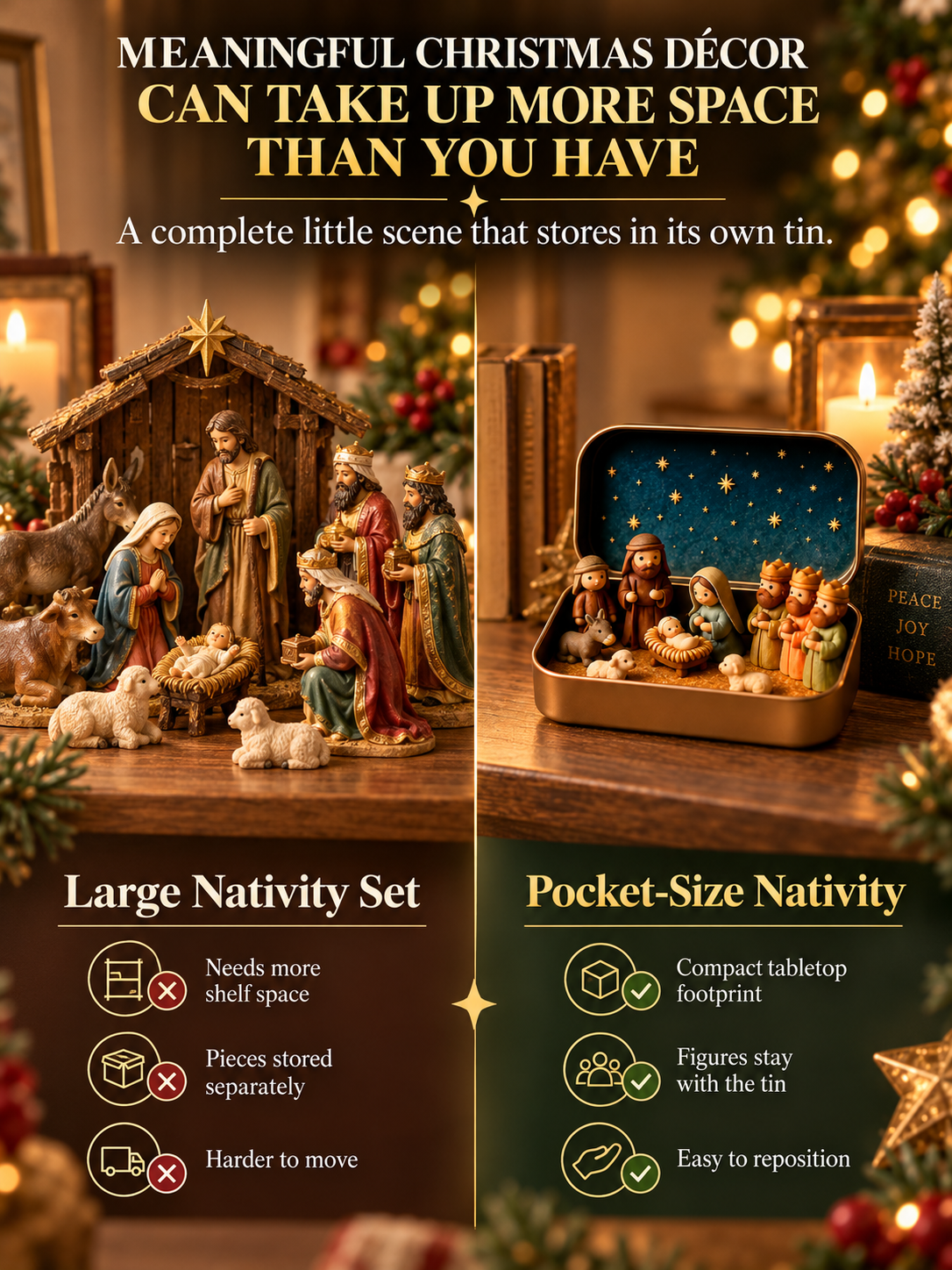 Daily 1000+ Sold｜Mini Christmas Nativity Set in Tin Box
