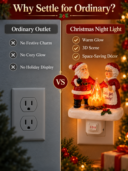 🎄 3D Christmas Plug-In Night Light – Warm Glowing Holiday Wall Décor