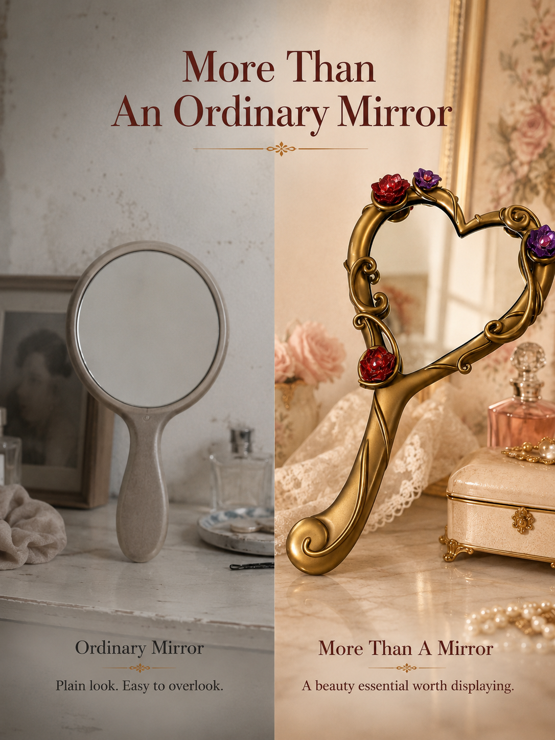 🪞Vintage Heart-Shaped Handheld Mirror