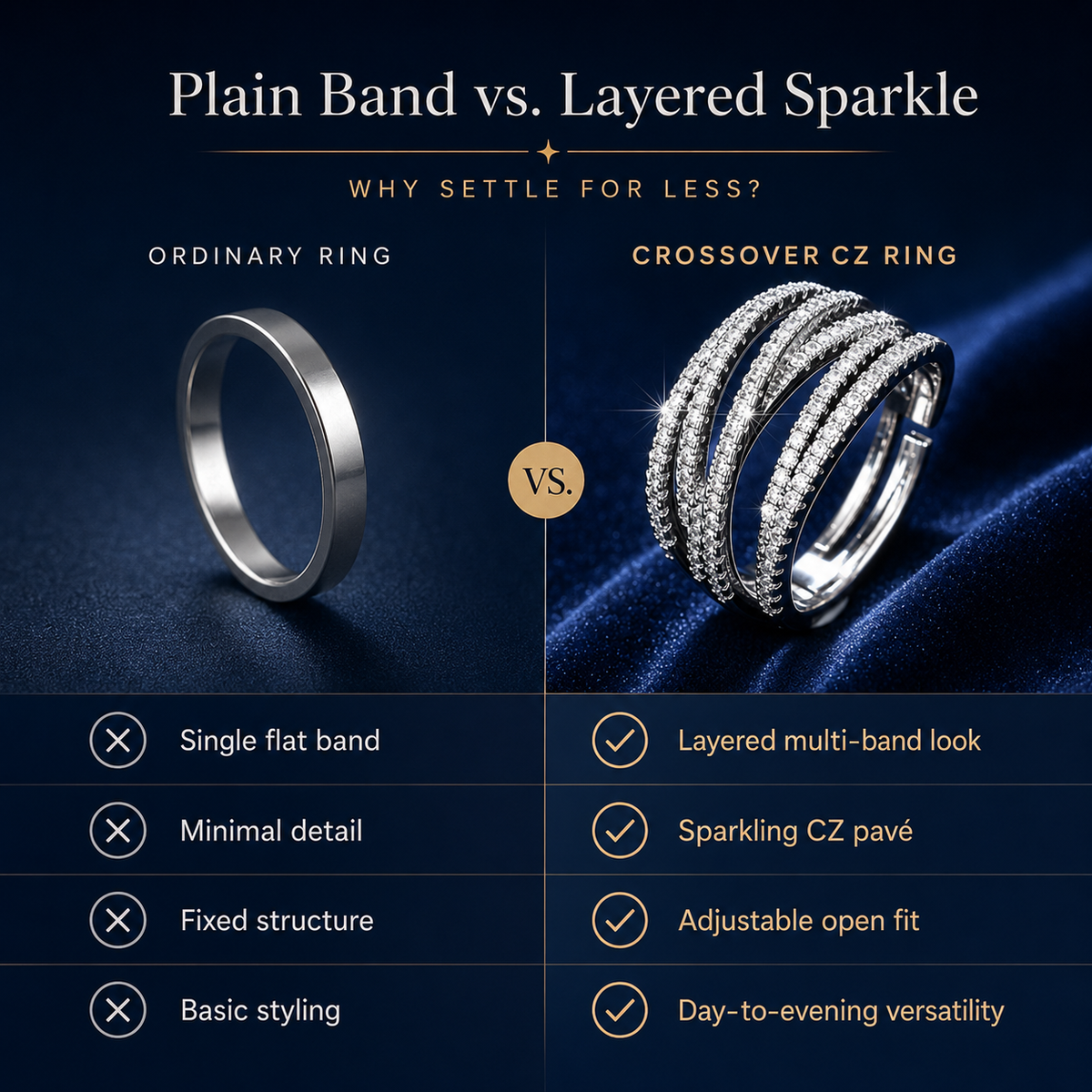 🎁Adjustable Multi-Band Crossover Ring
