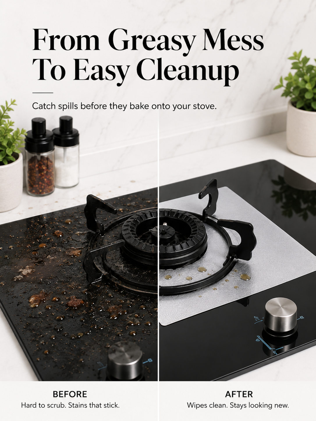 4-Piece Reusable Non-Stick Gas Stove Burner Covers – Heat-Resistant & Washable