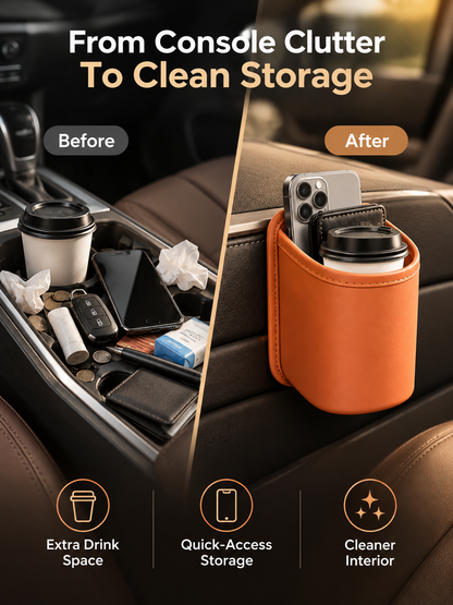 🚗 Clip-On Car Cup Holder & Organizer – No-Drill Multipurpose Vehicle Storage Box