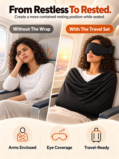 ✈️ Arm-Wrapping Travel Sleep System – Wraparound Comfort & Eye Coverage