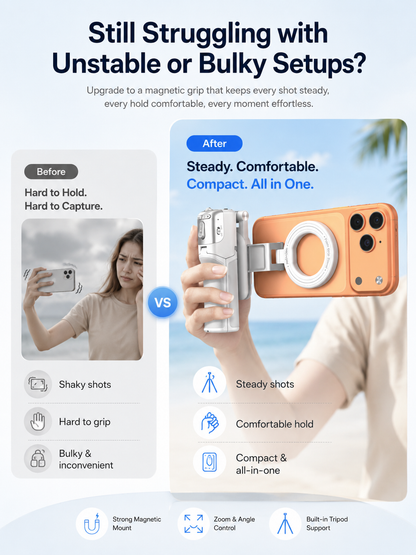 4-in-1 Magnetic Camera Grip &amp; Selfie Tripod