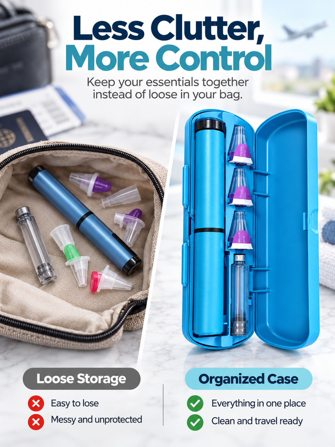 💉 60IU Injection Pen & Hardshell Carry Case Set – Organized Travel Storage Kit