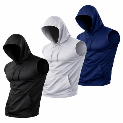 Men’s Sleeveless Hooded Sports Tank Top | Quick-Dry Gym & Casual Wear
