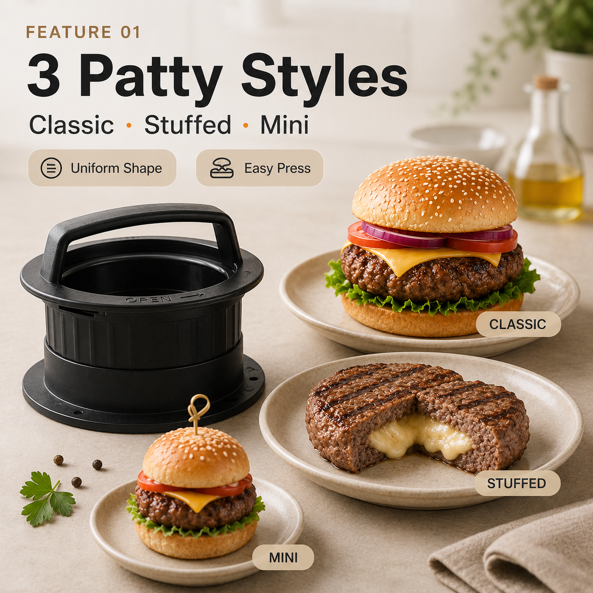 🔥 Burger Patty Press Kit – 30% OFF