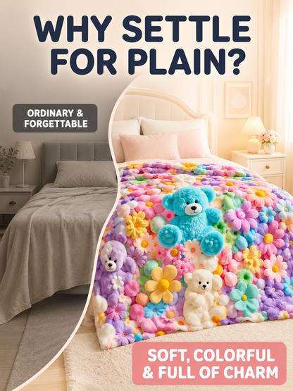 🐻🌈Colorful Bear Flannel Blanket