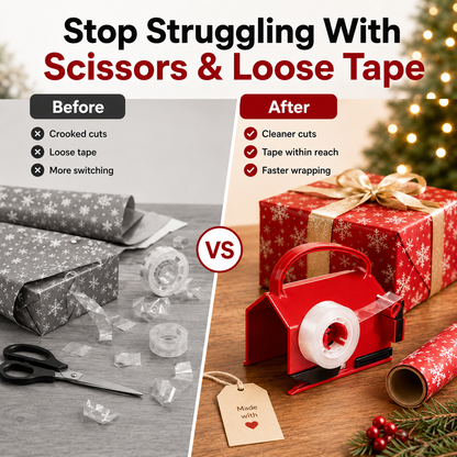 🎁 Buy 1 Get 2 Free – 2-in-1 Wrapping Cutter & Tape Dispenser