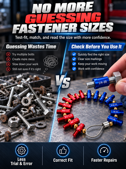 🔩 26-Piece Nut & Bolt Thread Gauge – Metric & SAE Size Checker