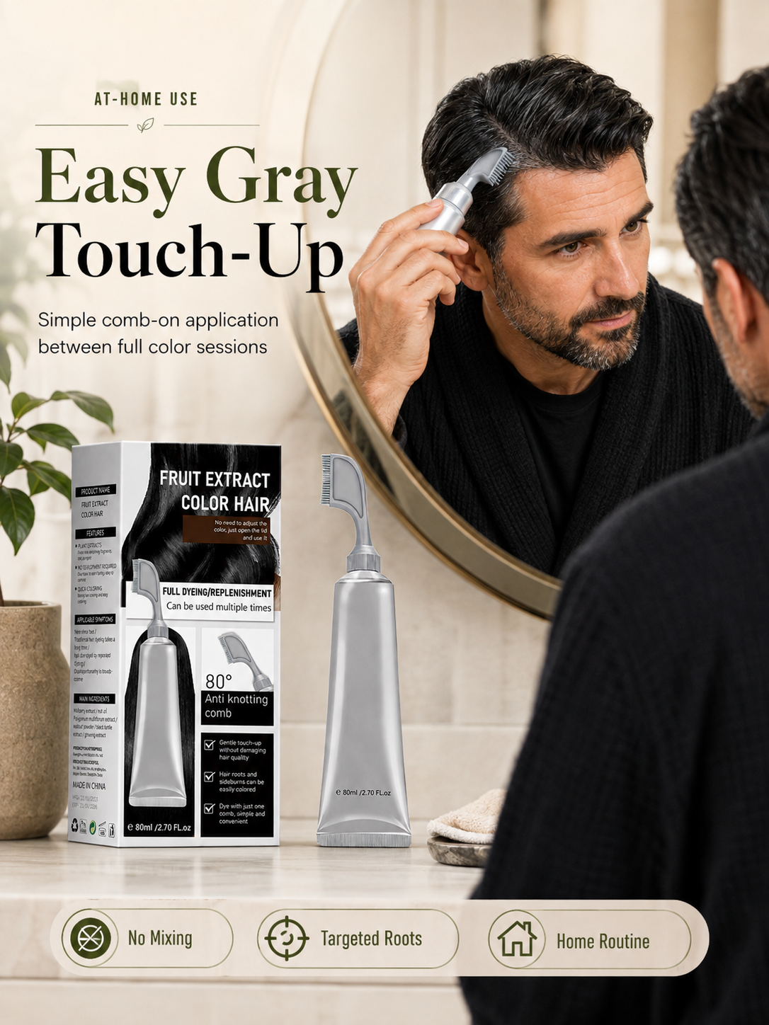 🔥Hot sell TODAY | Instant Gray Coverage Hair Dye Comb for Men & Women