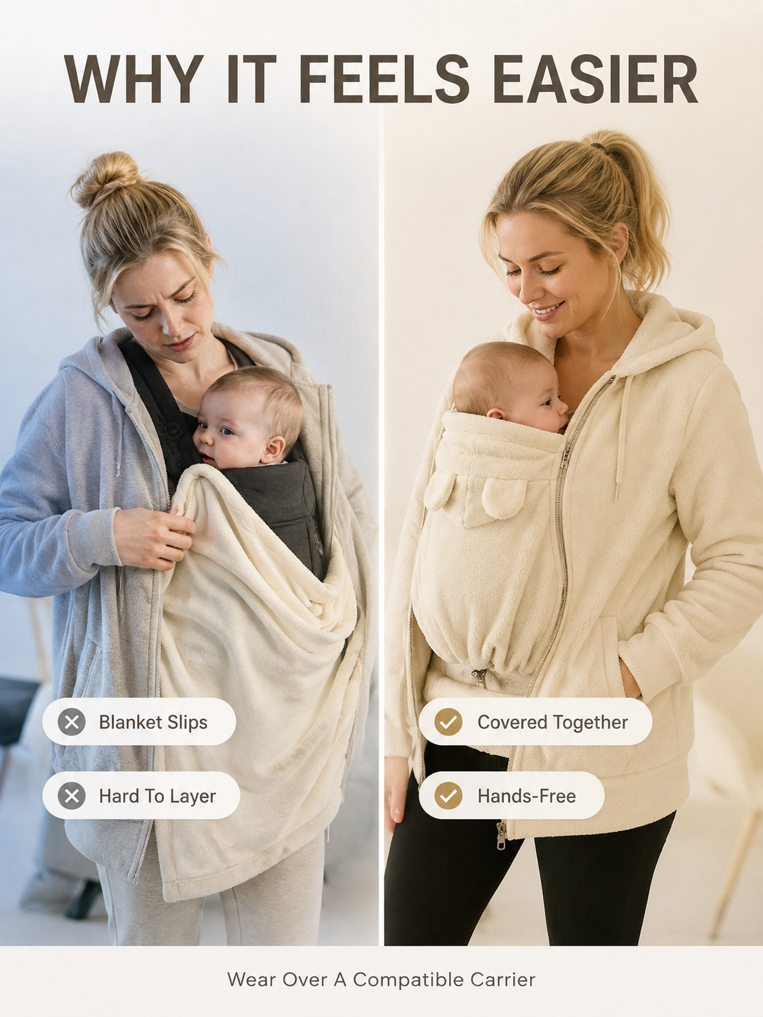 🧥Parent & Baby Fleece-Lined Carrier Cover Hoodie