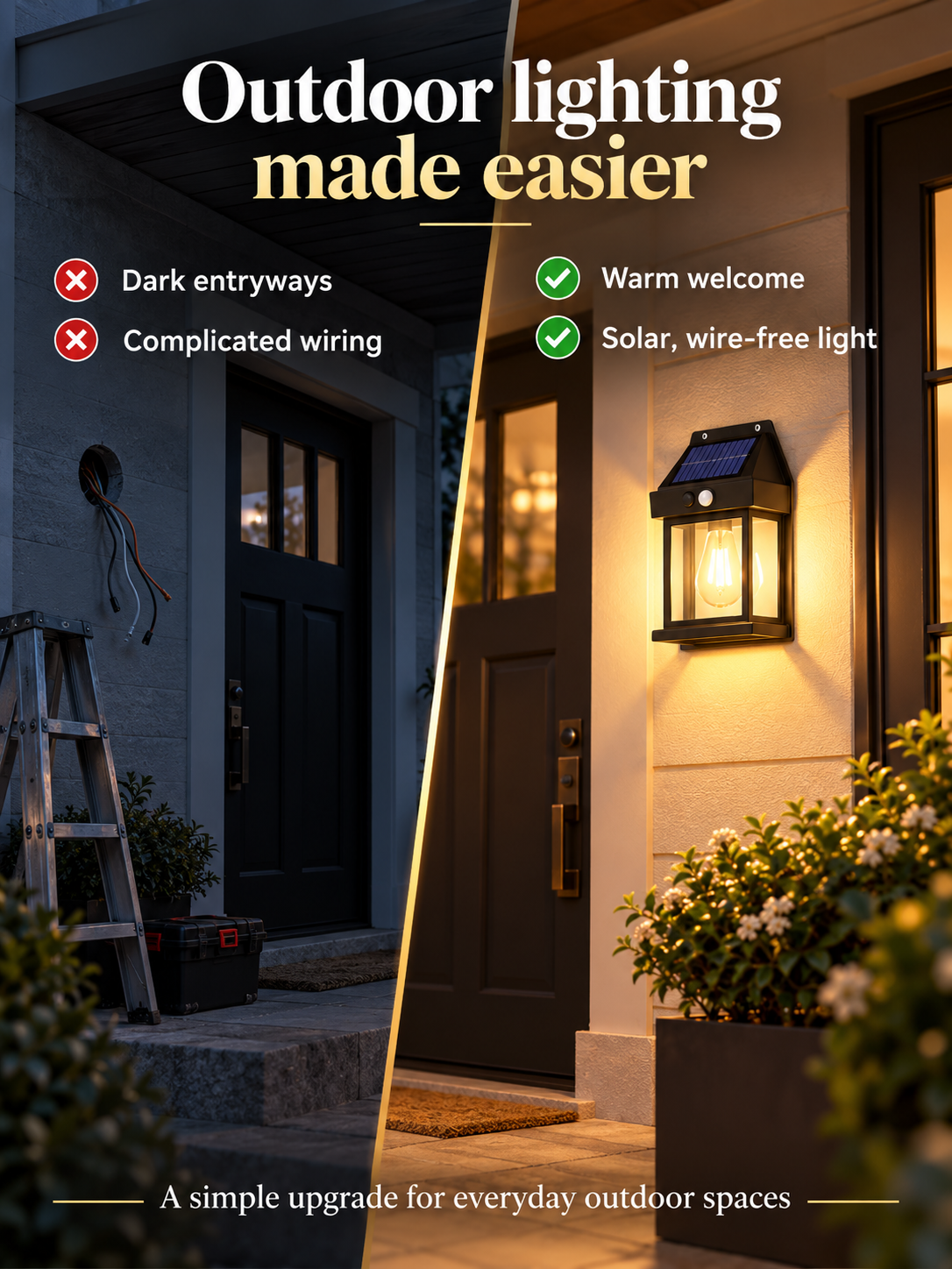 ☀️ 2-Pack Solar Motion Sensor Wall Lights | Warm Glow Outdoor Lanterns 🏡