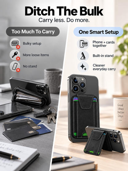 🧲 Magnetic Phone Wallet with Rotating Stand