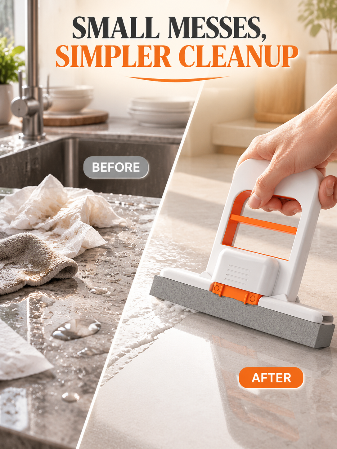 🧽 Foldable Handheld Sponge Squeegee – Quick Water Removal & Easy Countertop Cleaning