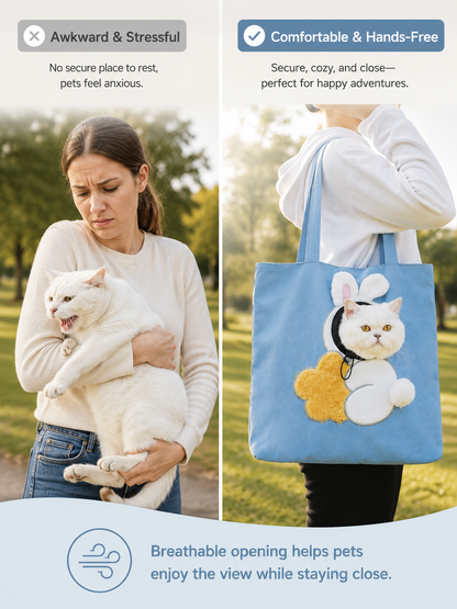 🐾 Cozy Carry Pet Tote with Peek-Out Head Opening