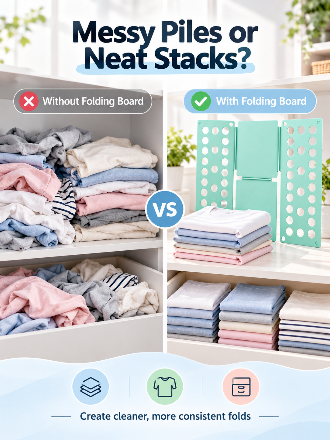 👕 Foldable Clothes Folding Board – Space-Saving Laundry Organizer for Adults & Kids