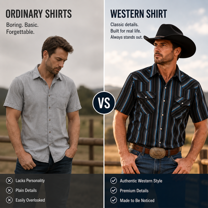 Men’s Striped Western Snap Shirt – Short Sleeve Workwear