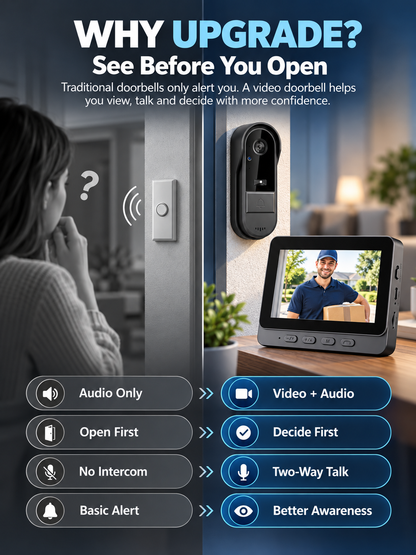 🚪Wireless Video Doorbell with Indoor Display