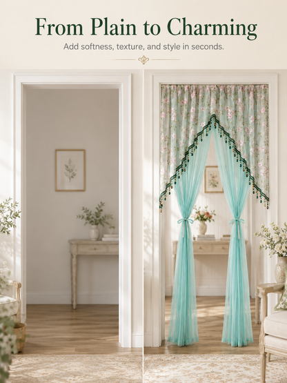 🌸 Extra-Wide Embroidered Beaded Doorway Curtain