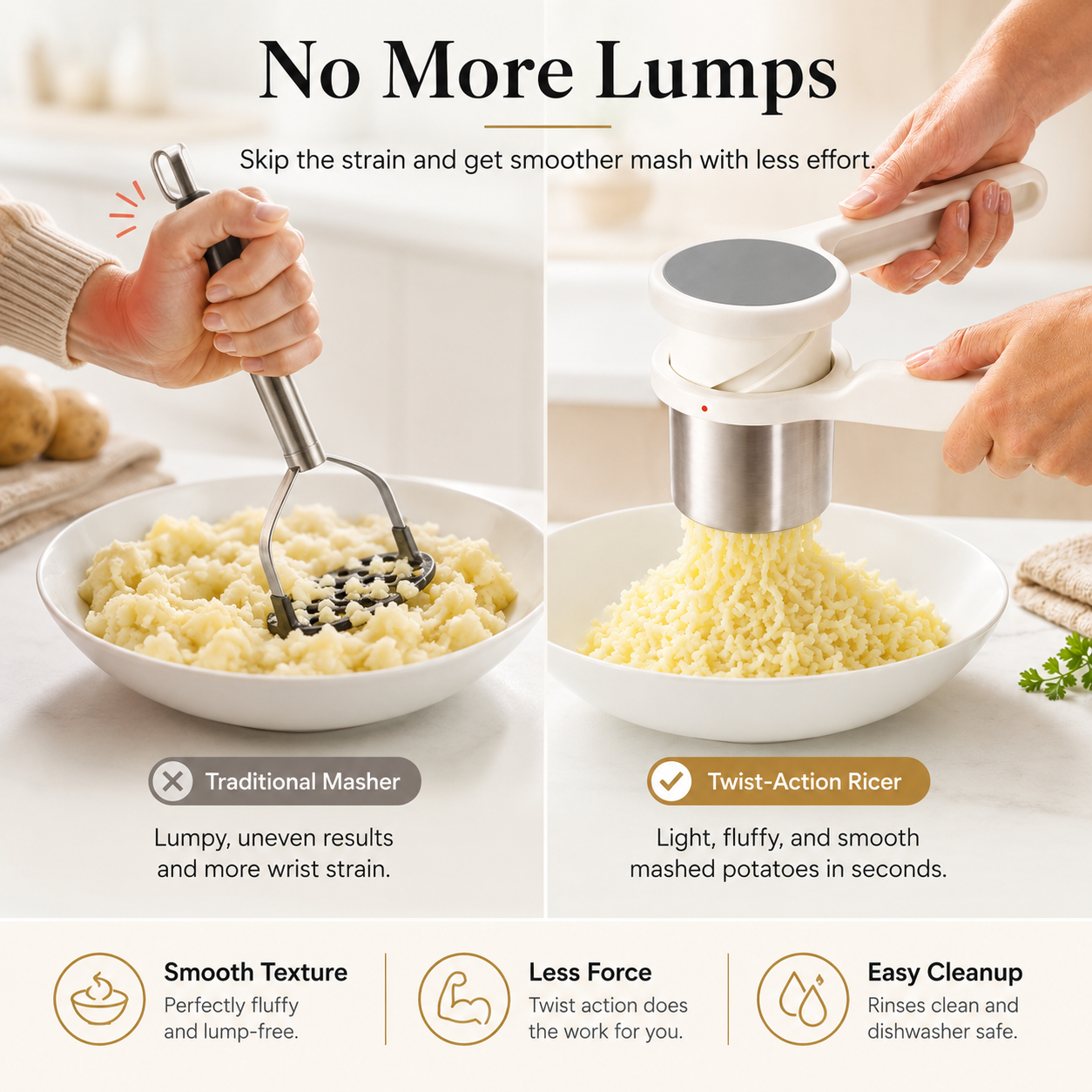 Potato Ricer Masher Ergonomic Twist