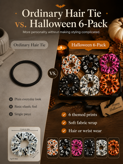🎃 Hand-Illustrated Halloween Scrunchie Collection