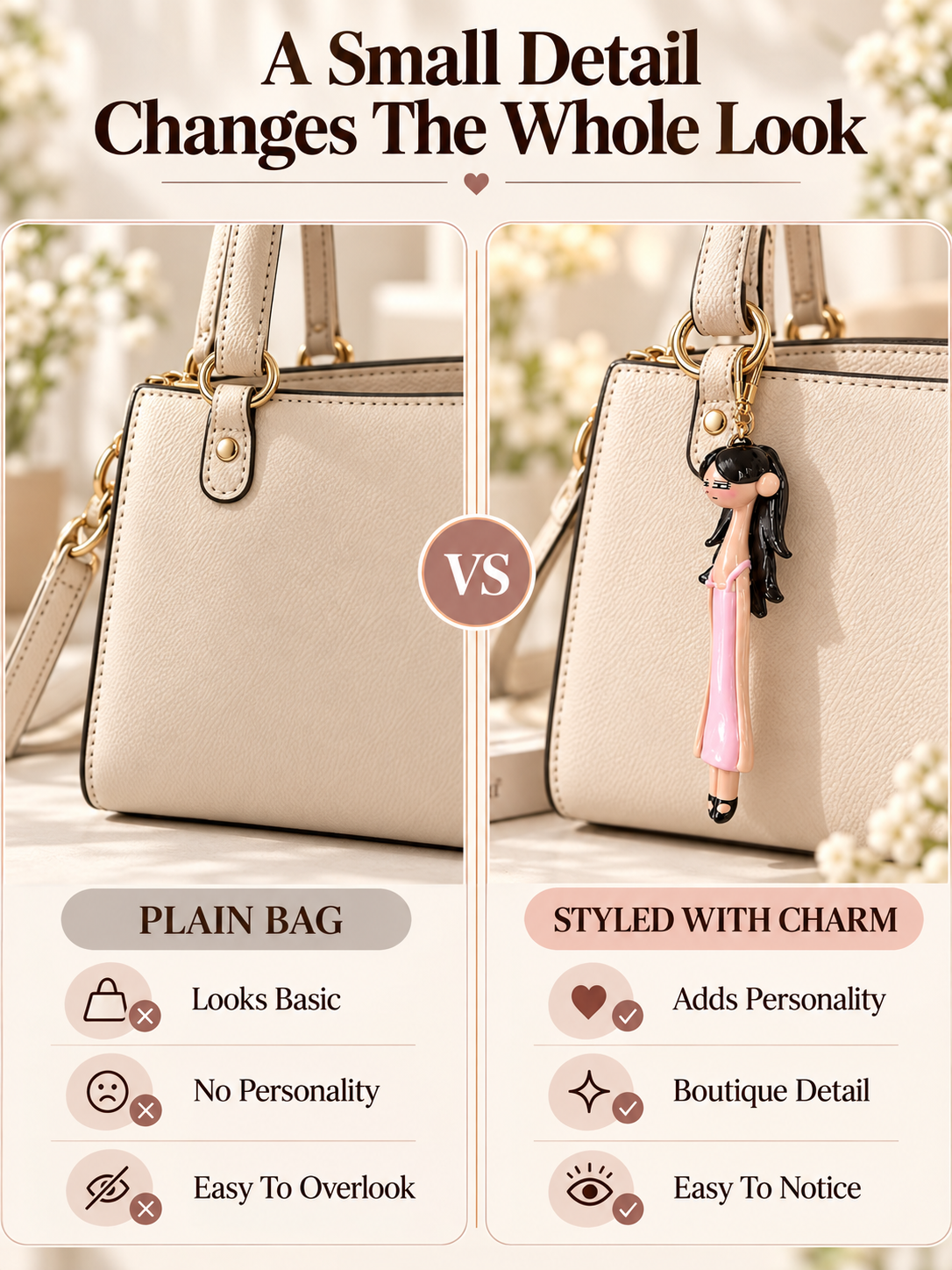 👗 Fashion Doll Bag Charm – Elegant Girl Keychain Pendant