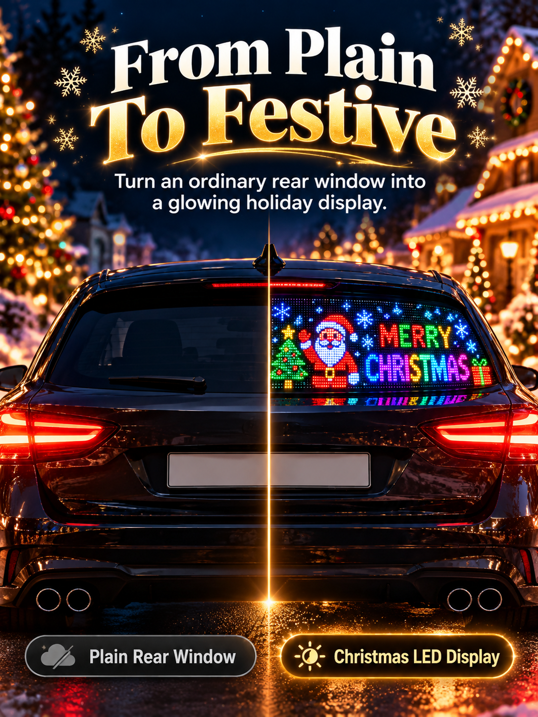 🎄 Christmas LED Car Rear Window Display – App-Controlled Flexible Pixel Screen