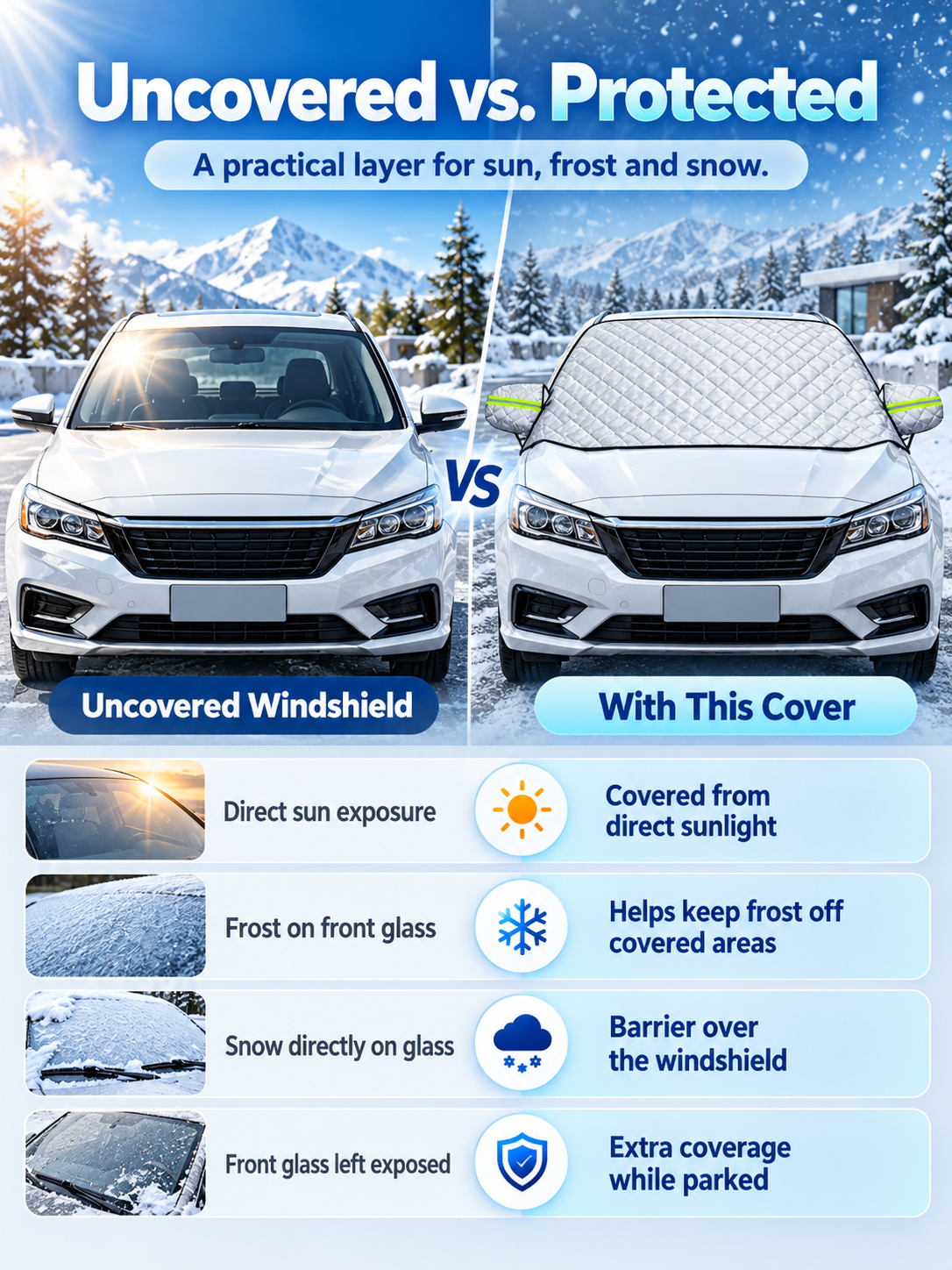 🚗 Magnetic Windshield Cover – All-Season Sun, Snow & Frost Protector for Cars, SUVs & Trucks
