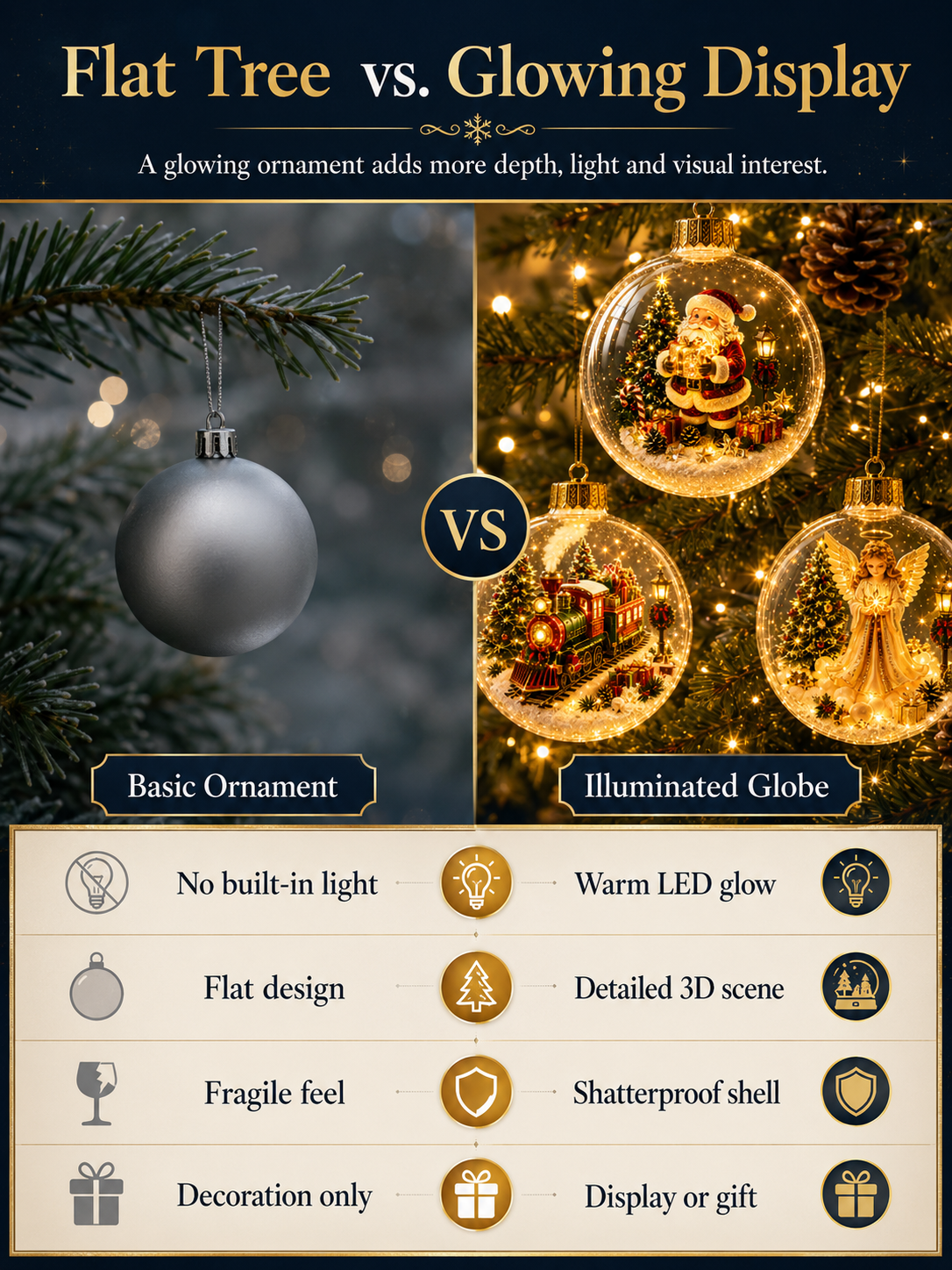 ✨ Magical Illuminated 3D Christmas Baubles – Bring Your Tree to Life!