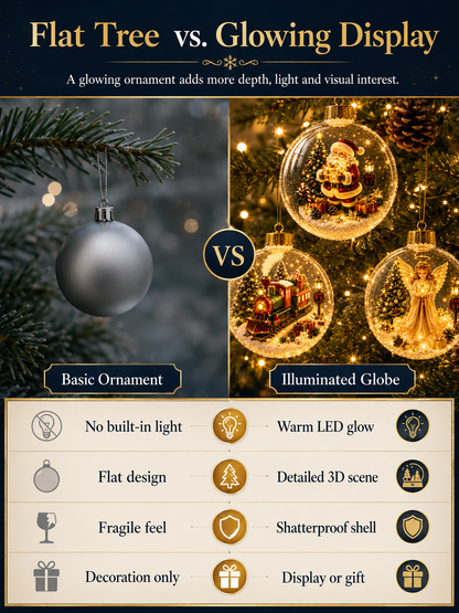 ✨ Magical Illuminated 3D Christmas Baubles – Bring Your Tree to Life!